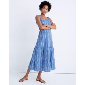 MADEWELL Embroidered Button-Back Tiered Sundress